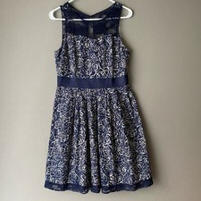 BB Dakota sz 6 blue lace A-line flare mini dress