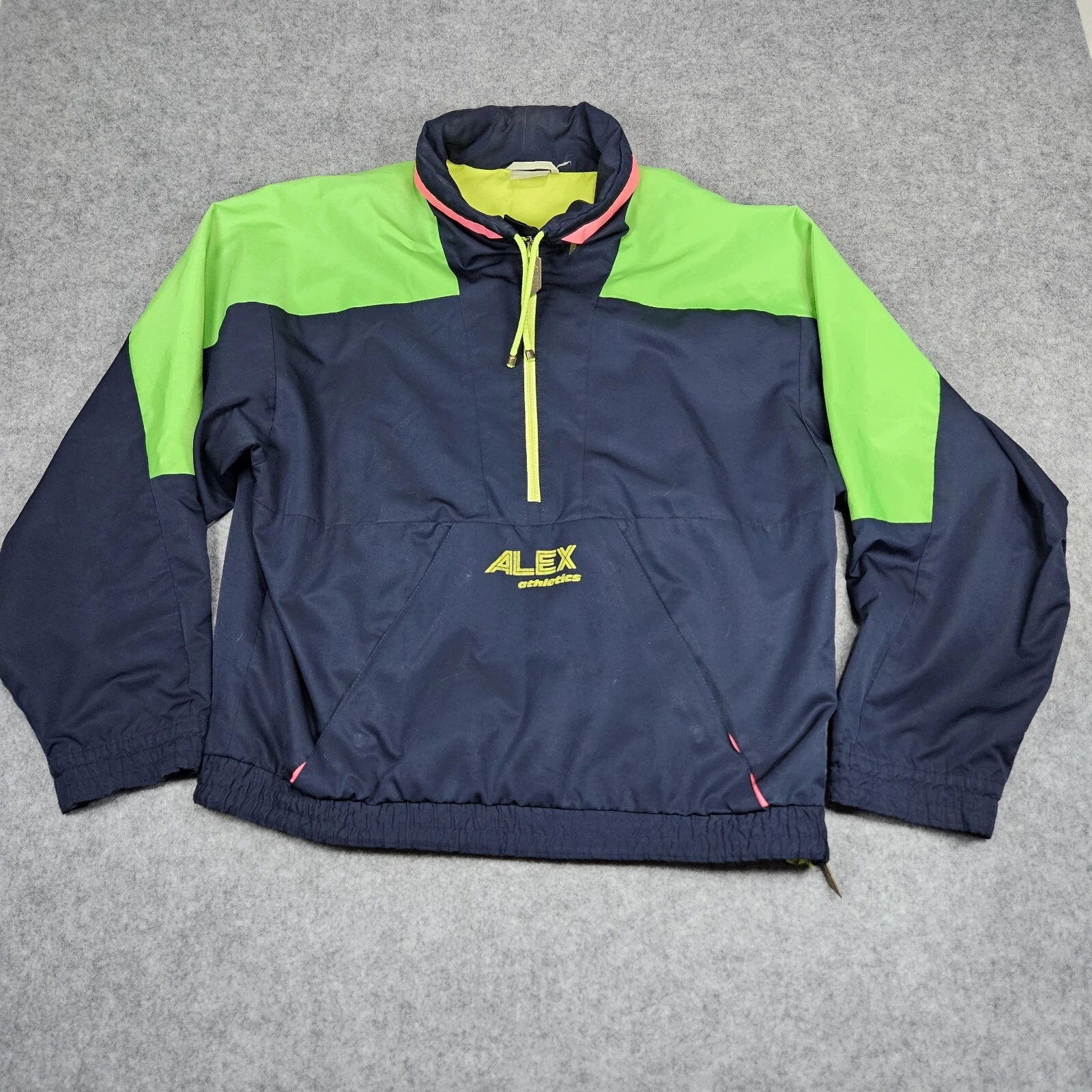 vtg Alex Athletics Intertrainer unisex color block windbreaker M 90s Neon