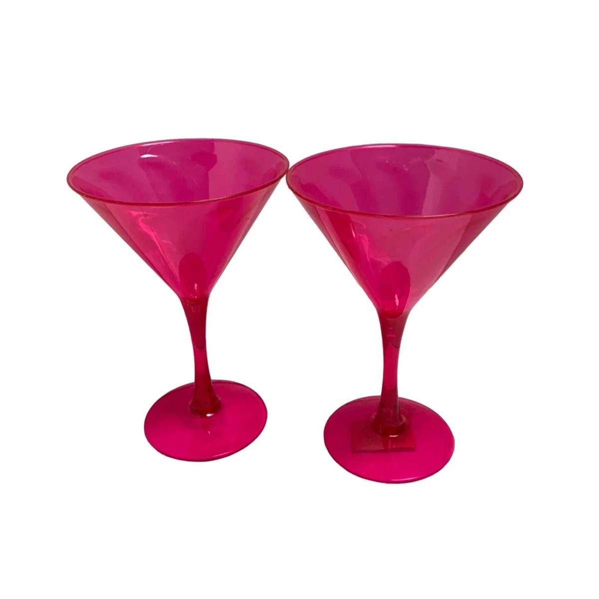 Pink Hard Plastic Martini Glasses Set of 2 Cup Party