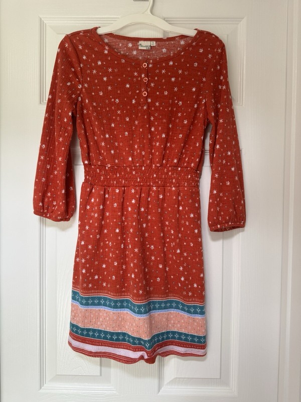 Mudd Girls Rust Floral Striped Dress Girls- Size 10- EUC