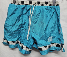 Vtg Youth Soccer Shorts In Excess Teal Ball Print Nylon Size M Kids