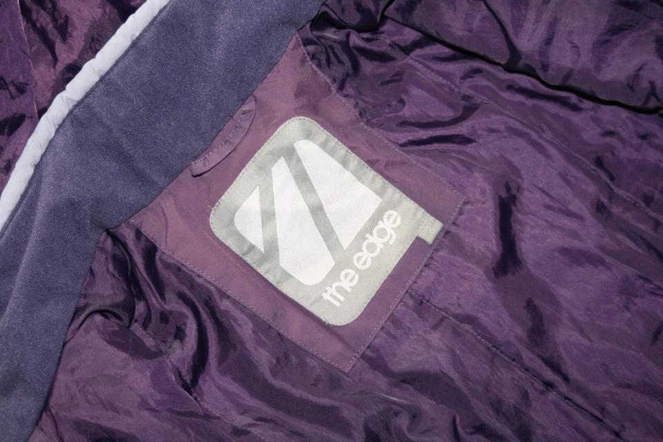 Chaqueta de esquí The Edge para mujer talla 8 púrpura poliamida con capucha forro acolchado usada Foto 4 de 4