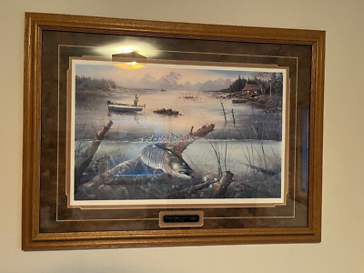 Ray Mertes Triple Tease Musky Print Mat & Framed 31 x 23 Inch High Quality Nice!