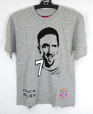 T-Shirt FC Bayern München Franck Ribery 7 Grau [128] Autogramm Druck I FCB