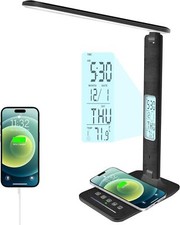 Desk Lamp with Wireless Charger USB Charging Port Dimmable Office Desk Light US