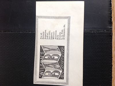 75-2 Ephemera 1885 advert small wilson's baby biscuits 
