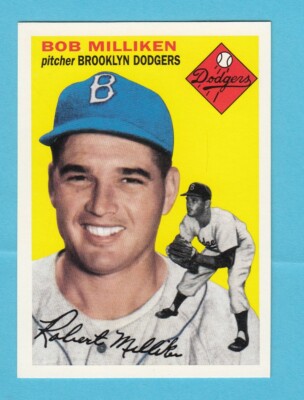 1954 Topps Baseball Reprint # 177 Bob Milliken-- Brooklyn Dodgers -- Box 733