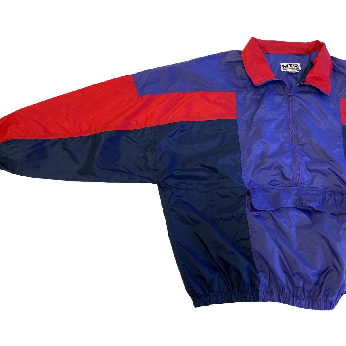 cizatto ジャケット Vtg 90's MTO Blue Red Windbreaker Color Block Nylon Pullover