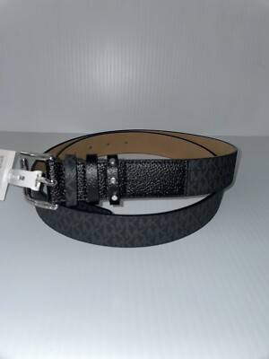 ?MICHAEL KORS BELT BLACK WITH PRINTED MK LOGO TRIPLE BELT LOOP W/ STUDS … MICHAEL KORS BELT BLACK WITH MK LOGO TRIPLE BELT LOOP WITH  main image 4
