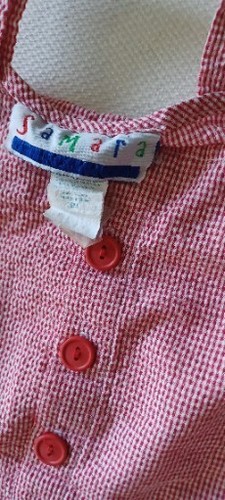 Samara Boys 18 Months Jon Jon Romper Short Excavator Red Bottom Vintage - Picture 5 of 13