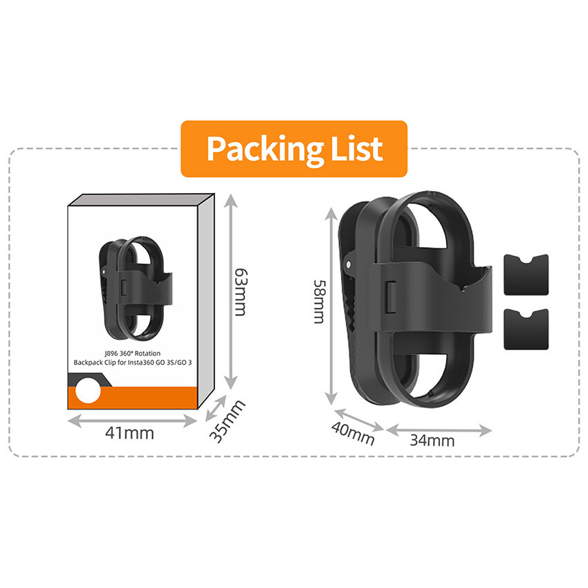 Sport Camera Mount Backpack Clip For Insta360 GO 3S/GO 3 Camera