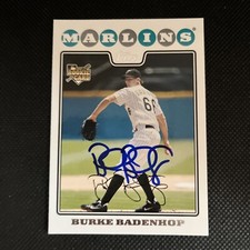 Burke Badenhop Florida Marlins Signed Auto 2008 Topps Card #UH165  ~ COA