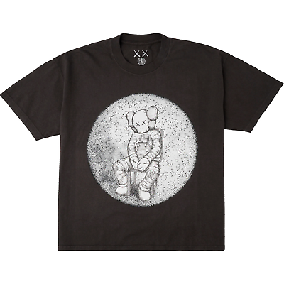 KAWS For Kid Cudi Men's Moon Man Astronaut Black Crewneck T KAWS For Kid Cudi Men's Moon Man Astronaut Black Crewneck T