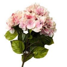 18" Artificial Cream Pink Hydrangea Silk Flower Bush