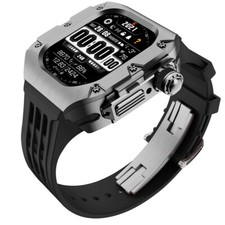 Titanium Case Silicone Band for Apple Watch Ultra 49mm 9/8/7/SE/6/5/4 44/45mm