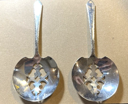 Two Sterling Silver Lunt William And Mary Nut/Bonbons Spoons 19 Grams Each.  ML