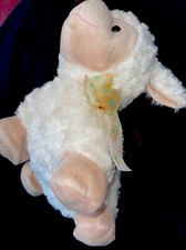 White plush sheep lamb LARGE 17 soft shaggy Inter-American cream Tan face D3