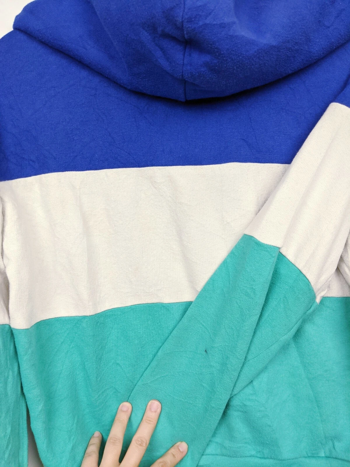 UNDERCOVER Victoria's Secret ROSA Felpa con Cappuccio Donna XS Blu Verde Bianco Logo Colorblock LEGGI