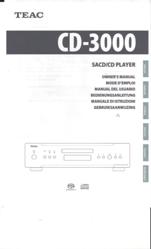 TEAC Bedienungsanleitung user manual owners manual  für CD- 3000 Copy - Bild 1 von 1