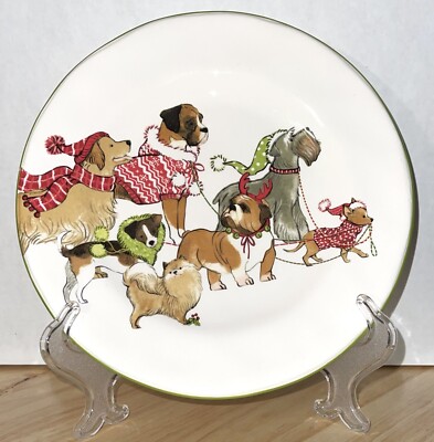 Pier Park Avenue Puppies Dogs CHRISTMAS Dinner Salad Plate NWT EC  Replacement