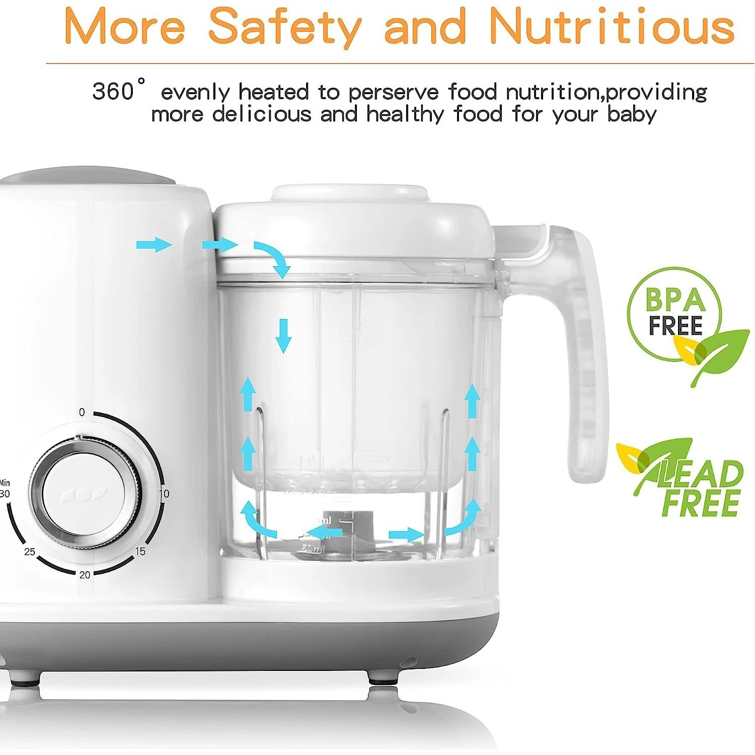 4-in-1 Multifunctional Baby Food Maker Steamer Grinder Blender Food Processor