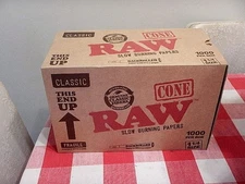 RAW Cones 1 1/4 Classic | Bulk Wholesale Box | 1000 Cones BackRolled  NIB