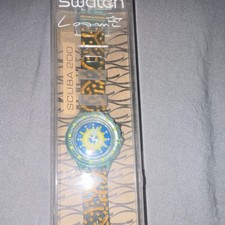 Vintage Swatch Scuba 200 Blue Yellow Quartz Water-Resistant Boxed Wristwatch