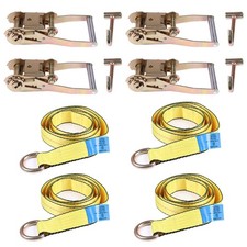 4-set Lasso Wheel Lift Straps Ratchet J Finger Hook Tow Towing Tie Down