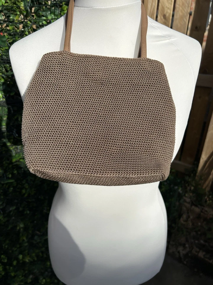 The Sak Crochet Small Bag Shoulder Bag Brown Pocket Beige - Image 3 of 4