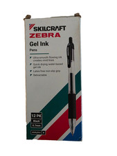 SKILCRAFT Zebra Medium Point Retractable Gel Pen 0.7 Black Gel 12 Pack
