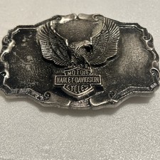 Harley Davidson Belt Buckles Lot of 3 Silver Motorcycle Eagle 8512 Novelty Art
