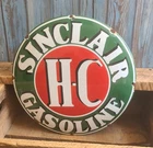 Vintage Sinclair HC Gasoline Porcelain Metal Gas Pump Plate Sign