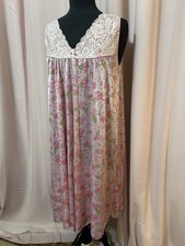 Lati Fashion Women  s Size M Nightgown Sleeveless Lace Collar Pink