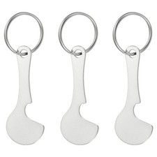 3Pcs, Shopping Trolley Token Key Ring 2.3 Inch Cart Remover Silver Tone