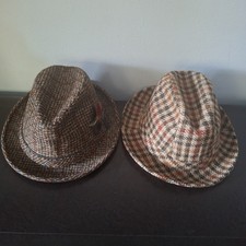 Vtg Lot Of 2 Fedora - LL Bean  Wormers Tweed Wool Hat Mens Size 7 1/8