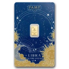 Zodiacs Libra 1/2 Gram Gold Bar in Assay Card  PAMP Suisse