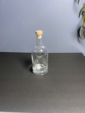 Clear Round Bottle with Cork Stopper And Wood Top
