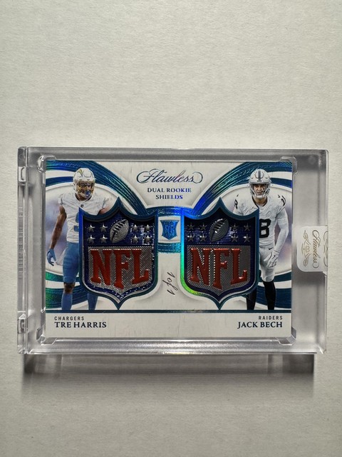 Tre Harris Jack Bech 2025 Panini Flawless Dual Rookie Shields Platinum RC 1/1
