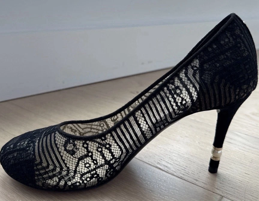 CHANEL ブラック フラワーハイヒール　23.5 CHANEL Pump Floral Heels for Women for sale | eBay
