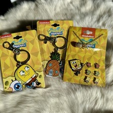 SpongeBob Keychain Bundle With Pineapple House, Necklace, Earrings pin