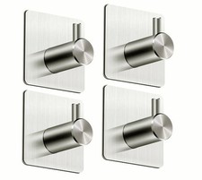 Self Adhesive Hooks, Extra Strong Stick On, Heavy Duty Stainless Steel -4 Pack