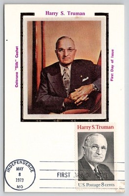 Harry S Truman 1973 First Day Issue Maximum Maxi Card Colorano Silk Cachet FDC