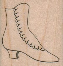 High Button Shoe 1 3/4 x 1 3/4" Mounted Rubber Stamp, Object Stamp