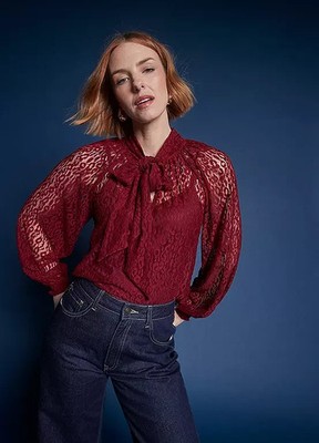 365 by Freemans Burgundy Leopard Blouse   UK 12     (FS114-7)