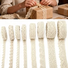 8Rolls Vintage Lace Ribbon Trims Polyester Cotton Craft for Sewing Wedding Decor