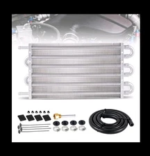 6 Rows Universal Aluminum Remote Transmission Oil Cooler Radiator Converter Kit