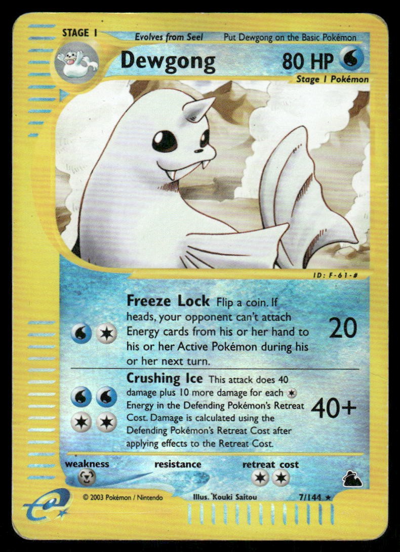 Pokemon Cards Dewgong 7/144 Reverse Holo Skyridge Rare DMG