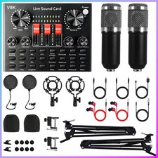 2 Studio Recording Kit Podcast Equipment Bundle Music Mixer with 2 Microphones