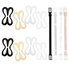 Mikovivi 8pcs Racerback Bra Strap Medium, Black, White, Clear, Skin Color