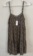 New American Eagle Women's S Black Floral Strappy Sleeveless Midi Sundress